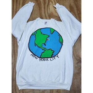 VTG graphics NYC Sweatshirt USA-MADE Adult  XL  Pullover Cotton Crewneck @N8